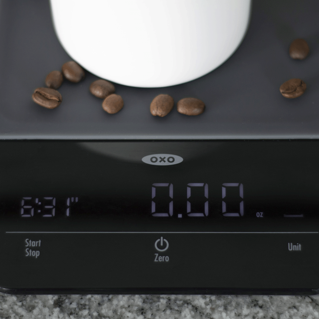 OXO Precision Coffee Scale with Timer, Slim design, 6 lb, Black